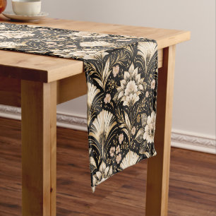 Art Deco Fan Style Floral Pattern Short Table Runner