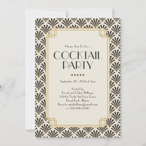 Art Deco Fans Cocktail Party 3 Invitation