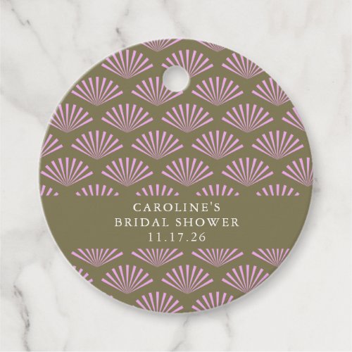 Art Deco Fans Olive and Lilac Bridal Shower Custom Favor Tags