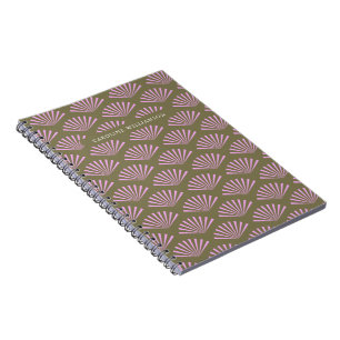 Art Deco Fans Olive and Lilac Bridal Shower Custom Notebook