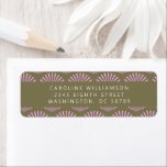 Art Deco Fans Olive Lilac Shower Return Address Label<br><div class="desc">Art Deco Fans in Olive and Lilac Shower Return Address Label</div>