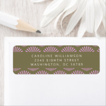 Art Deco Fans Olive Lilac Shower Return Address Label