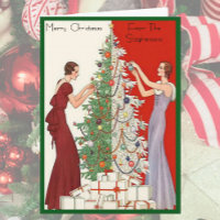 Art Deco Fashion Christmas Tree Retro Blank Inside