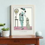Art Deco Fashion Javier Gose Poster<br><div class="desc">A vintage fashion poster with the Art Deco illustration, IL A ÉTÉ PRIMÉ - Robe du Soir (Evening Dress) by Francisco Javier Gosé (1876-1915), a Spanish illustrator. A digitally enhanced image of a woman wearing an enchanting teal green evening gown, engaging in a moment of tender connection as she affectionately...</div>