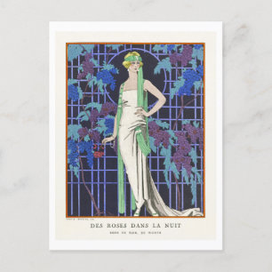 Art Deco Fashion Plate of Evening Gown by Barbier Postcard
