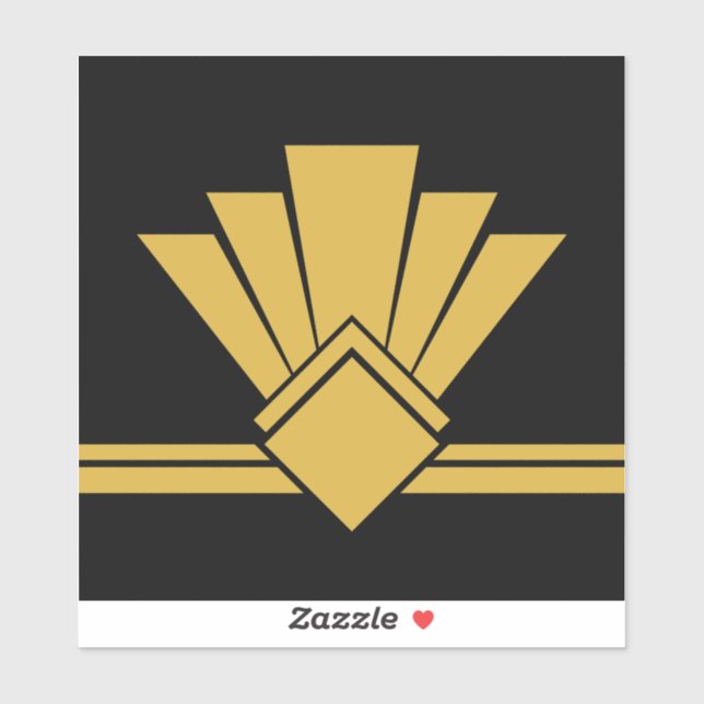 Art Deco Faux Gold Fan Black Pell and Stick Tile Sticker (Sheet)