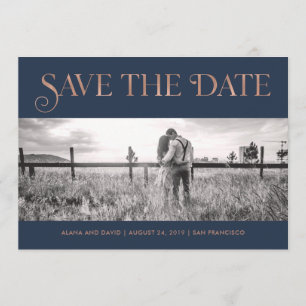 Art Deco Faux Rose Gold   Photo Save the Date