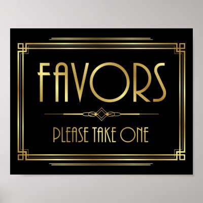 Art Deco FAVORS - PLEASE TAKE ONE Sign Print