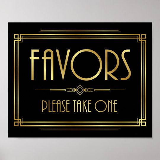 Art Deco FAVORS PLEASE TAKE ONE Sign Print Zazzle