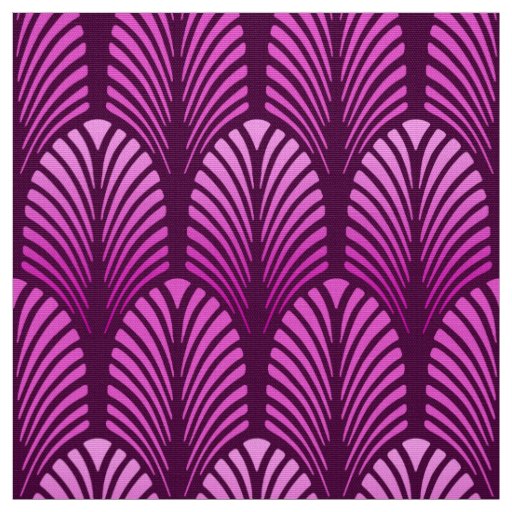 Art Deco Feather Pattern, Amethyst Purple Fabric
