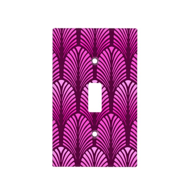 Art Deco Feather Pattern, Amethyst Purple Light Switch Cover (Front)