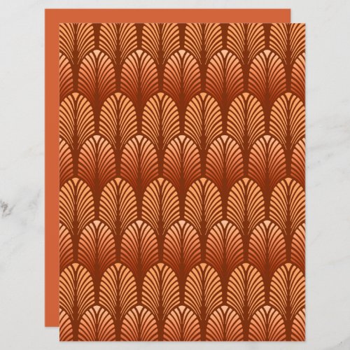 Art Deco Feather Pattern Copper and Brown 