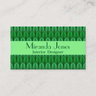 Art Deco Feather Pattern, Emerald Green  Business  Business Card