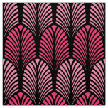 Art Deco Feather Pattern, Fuchsia Pink and Black Fabric