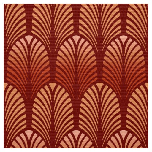 Art Deco Feather Pattern, Mandarin Orange Fabric