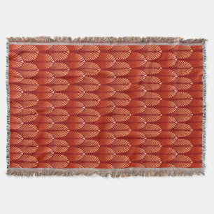 Art Deco Feather Pattern, Mandarin Orange Throw Blanket