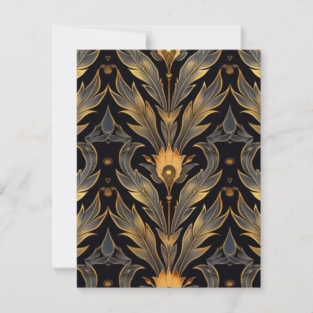 Art Deco Feather Pattern Note Card (Front)