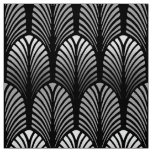 Art Deco Feather Pattern, Silver Gray and Black Fabric
