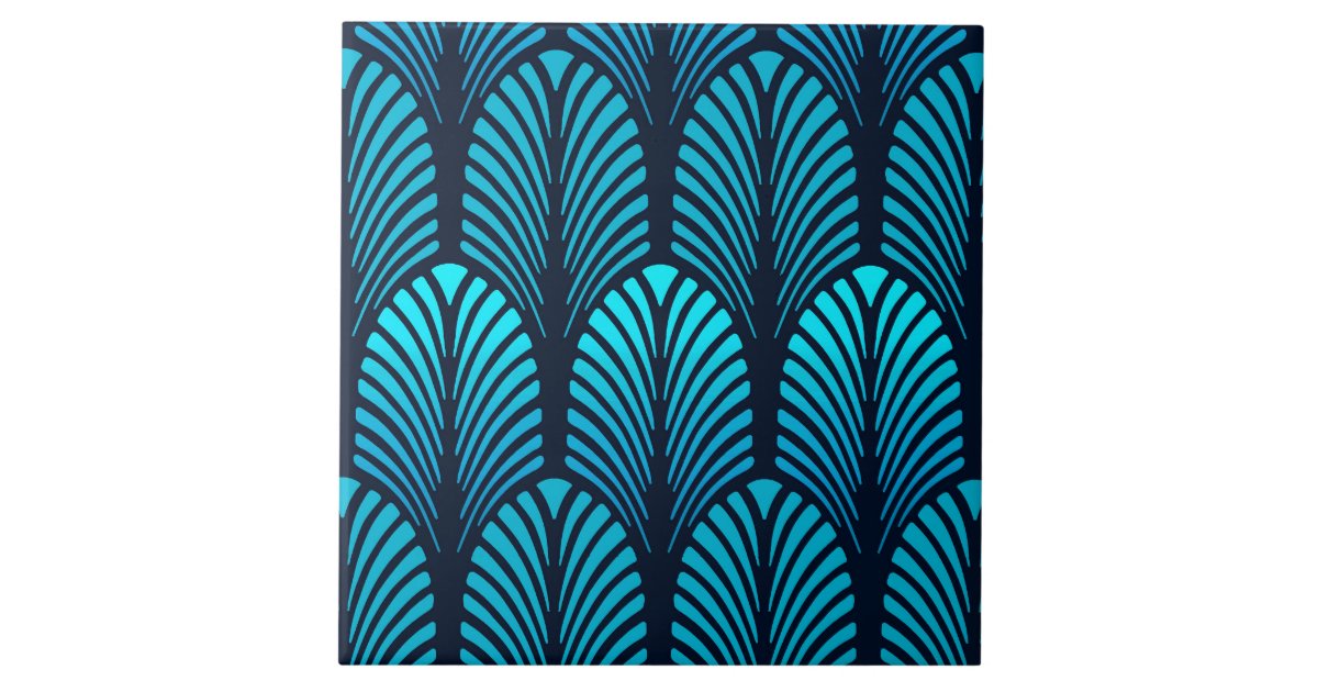 Art Deco Feather Pattern Turquoise And Navy Ceramic Tile Zazzle Com Funlife | art deco dark blue & gold geometric metallic wallpaper, peel and stick, temporary living room wall sticker, removable. art deco feather pattern turquoise and navy ceramic tile zazzle com