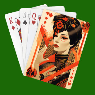 Art Deco Female Portrait  Poker Cards