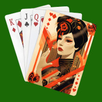Art Deco Female Portrait  Poker Cards