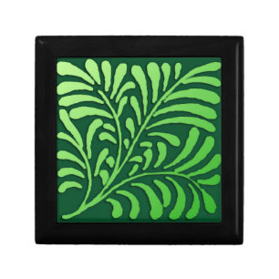 Art Deco fern pattern - shades of green Keepsake Box