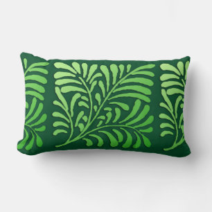 Art Deco fern pattern - shades of green Lumbar Pillow