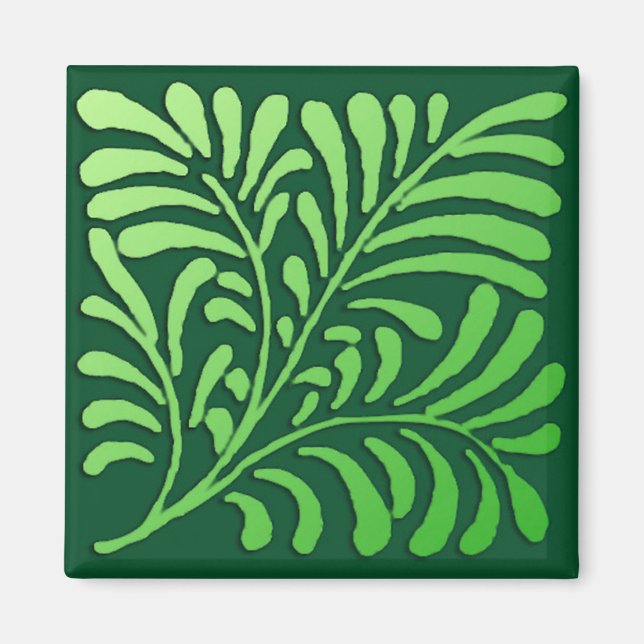 Art Deco fern pattern - shades of green Magnet (Front)