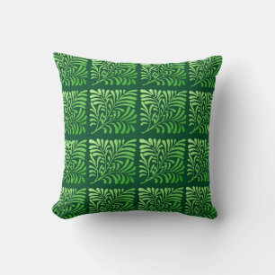 Art Deco fern pattern - shades of green Throw Pillow