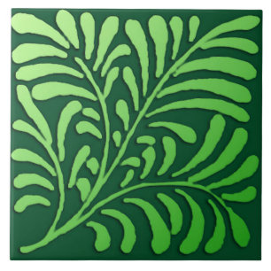 Art Deco fern pattern - shades of green Tile