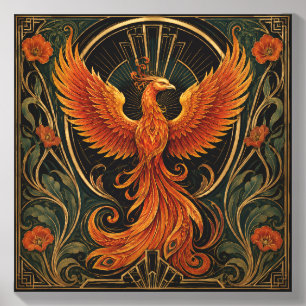 ART DECO FIERY PHOENIX CANVAS PHOTO TILE