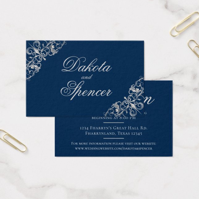 Art Deco Filigree | Silver and Navy Blue Reception (Office)