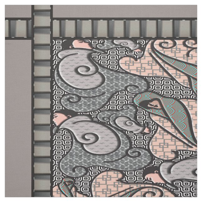 Art Deco Finlandia - Grays and Pink Fabric (Swatch)
