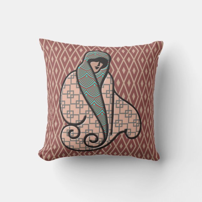 Art Deco Finlandia - Left Character - CloseUp Throw Pillow (Front)