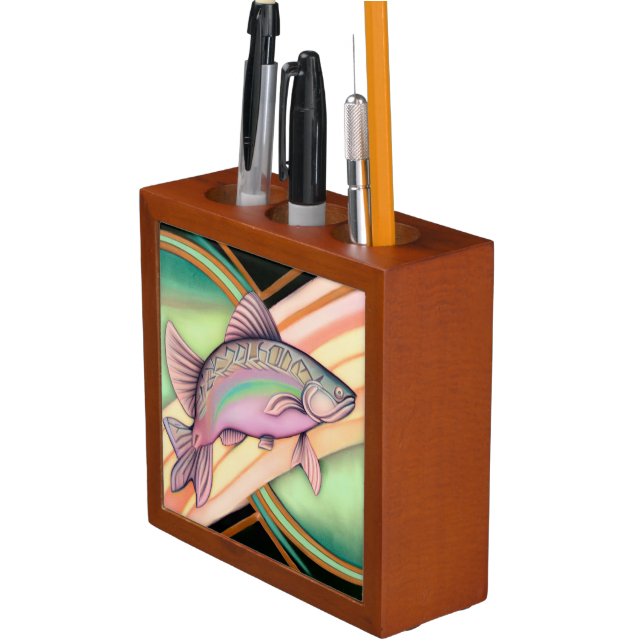 Art Deco Fish Picture Desk Organizer (In Situ)