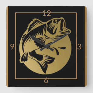 Art Deco Fish style Square Wall Clock