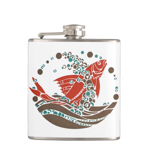 Art Deco Fish with bubbles Flask