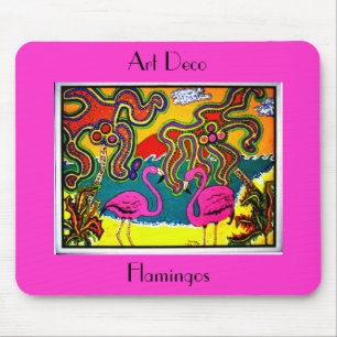 Art Deco Flamingos Mouse Pad