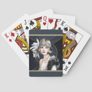 Art Deco Flapper Girl Poker Cards