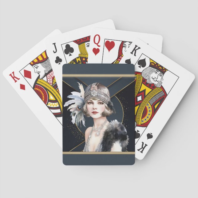 Art Deco Flapper Girl Poker Cards (Back)