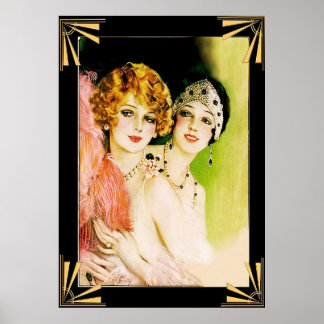 Art Deco Flapper ladies Poster. Poster