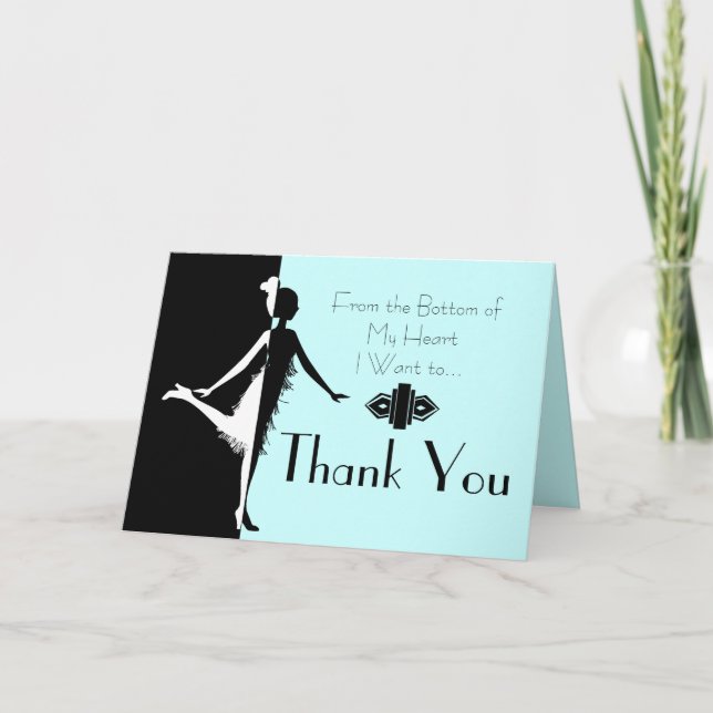 Art Deco Flapper Thank You Note Card (Front)