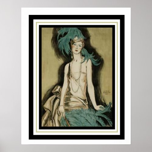 Art Deco Flapper with Feathers 16 x 20 Poster