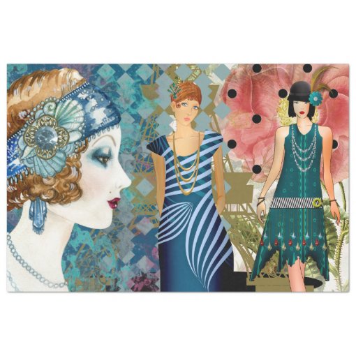 Art Deco Flappers Decoupage Tissue Paper | Zazzle