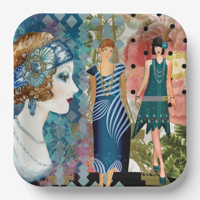 Art Deco Flappers   Paper Plates (Front)