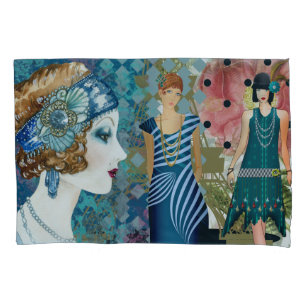 Art Deco Flappers Pillow Case