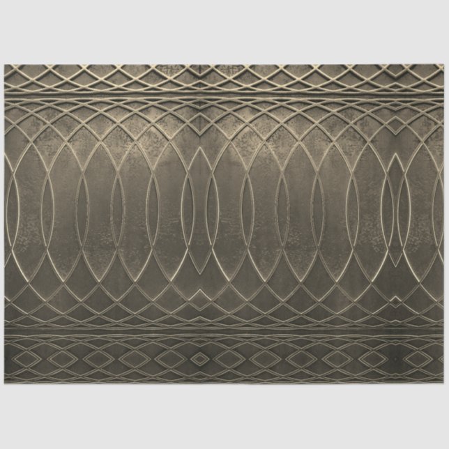 Art Deco Flat Metallic Taupe Decoupage  Tissue Paper (Front)