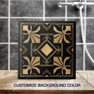 Art Deco Fleur-de-lis - Golden Ceramic Tile