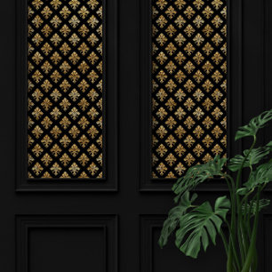 Art Deco Fleur-de-lis Golden Pattern Wallpaper