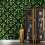 Art Deco Fleur-de-lis  Malachite and Gold Wallpaper<br><div class="desc">Art Deco Fleur-de-lis  Malachite and Gold</div>
